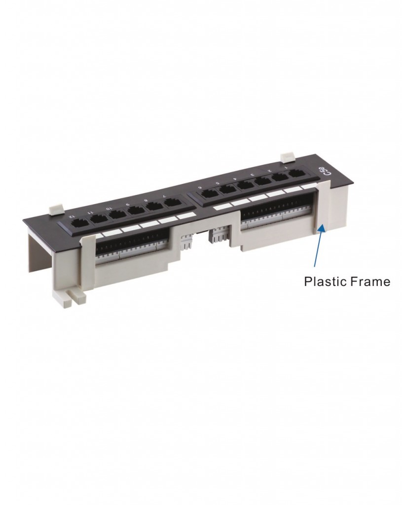 12 port Cat 6 patch panel, komutacine panele sienine