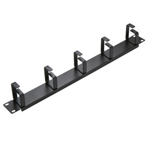 Cable management bar 1U 5 black steel rings organiser