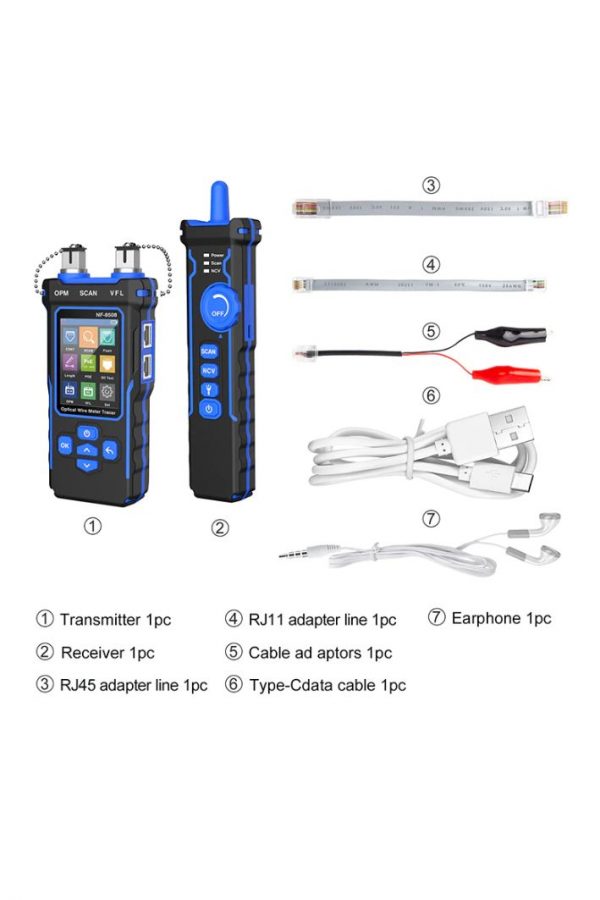 NF-8508 šviesolaidinių ir vytos poros testeris (VFL, OPM, POE, Port flash, Ilgio matavimas) fiber