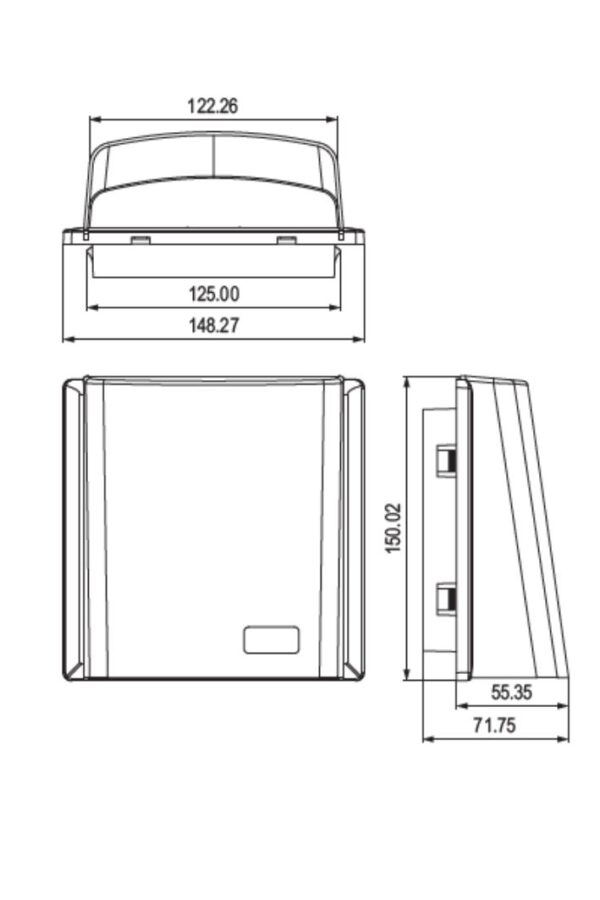 VENT-IP-W fan filter hoder with rain protection dimensions
